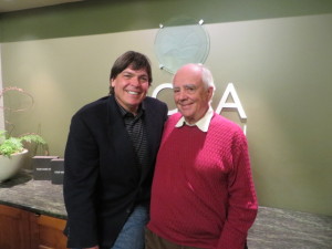 With Robert Trent Jones, Jr. at the NCGA headquarters at Poppy Hills Golf Course.