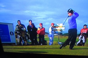 That's me in the background watching Tom Watson tee off on the 17th in the playoff with Stewart Cink. Photo Credit: The Golf Channel.