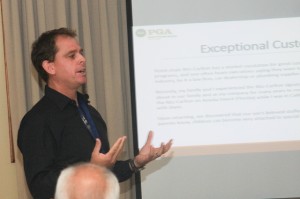 Alberto Rios gave an engaging presentation on 'Customer Service in the Golf Business.'