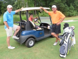 Relaxed, effective, & fun golf instruction. Hugh Royer III (R) with Haley Cleary and her father Scott (L) at the new South Carolina Golf Center at Shaftesbury Glen Golf & Fish Club.