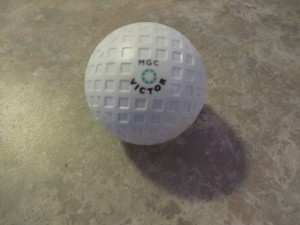 Replica and playable MGC Victor gutta percha golf ball.