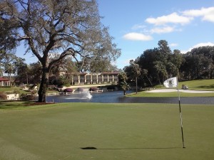 Partial view of the Mission Inn Resort from the 'Devils' Delight' 17th green on El Campeon.