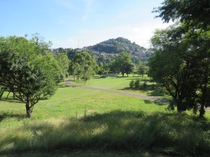 The first tee at the Country Club of Tegucigalpa, a downhill par-3.