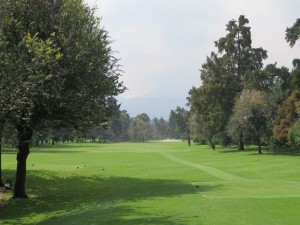 The logo view from the 8th tee with the volcano partially visible.
