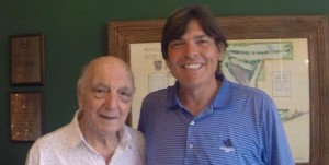 With the great World Golf Hall of Famer Roberto De Vicenzo at age 91 in January 2014 at Ranelagh GC in Buenos Aires, Argentina. 