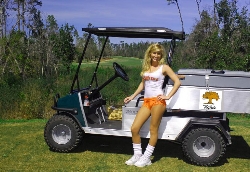 Hooters Girls are Beverage Cart Attendants at The Oaks in Mississippi. Photo courtesy of Hooters restaurant of Gulfport, MS.