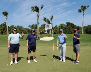 All par shooters on the new 13th green (from Left to Right: Andy Reistetter, Mike Carroa, Rick Coffey, and Adam Schupak)!!!!